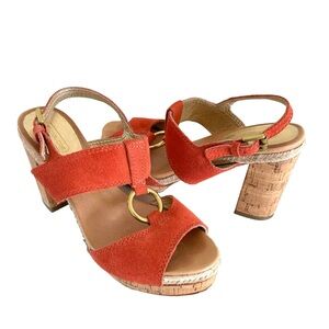 Coach Valeann Sandals Coral Suede Platform
